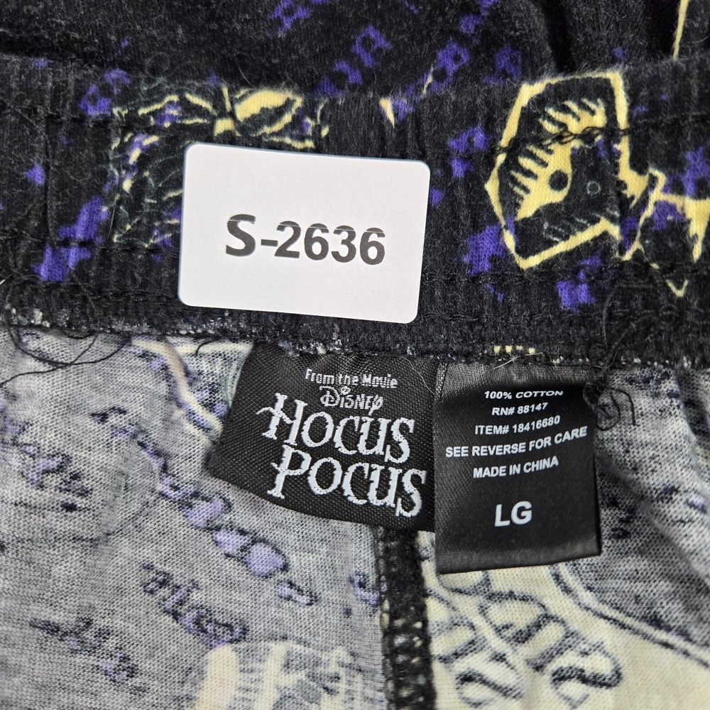 Disney Hocus Pocus Men Sleepwear Large Black Pajama Pants Allover Print Spooky - Picture 2 of 8